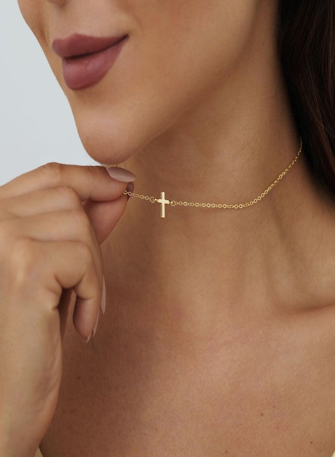 VIROMY Cross Necklace for Women 14K Gold Plated Cute Cross Pendant Choker Necklaces Trendy Everyday Jewelry - Image 4